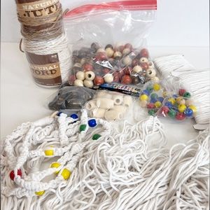 Macrame plant hanger and supplies cording beads